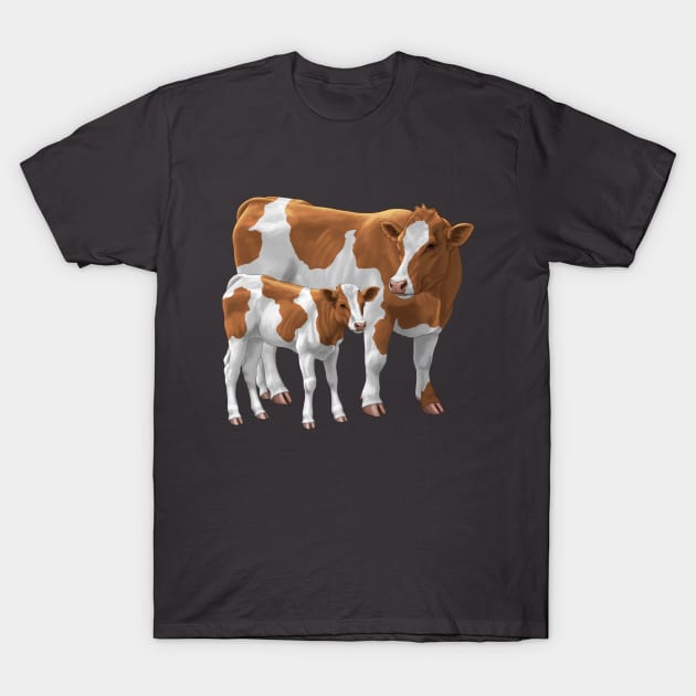 Guernsey Cow and Cute Calf T-Shirt by csforest